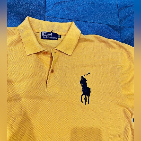 Men’s Vintage Short Sleeve Polo Ralph Lauren Big Pony Yellow Size XXL - Picture 2 of 5